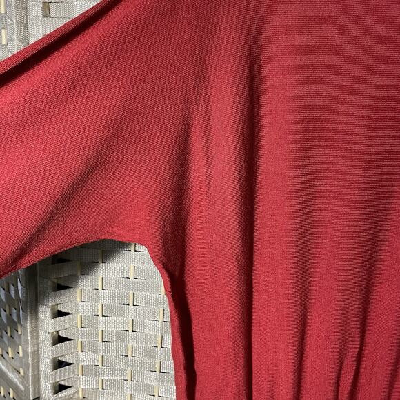 Ann Taylor Mock Neck Blouson Sweater Dress Size L Red Pearl Button Cuffs NEW - Picture 6 of 11